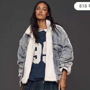 BLANKNYC Bear Hug Denim Sherpa Fleece Jacket size XS